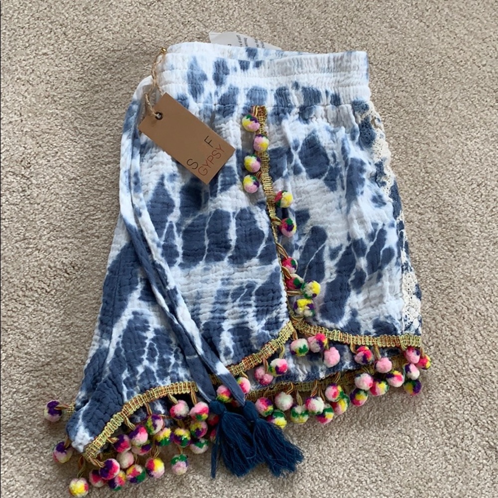Surf Gypsy tie dye pompom beach shorts!